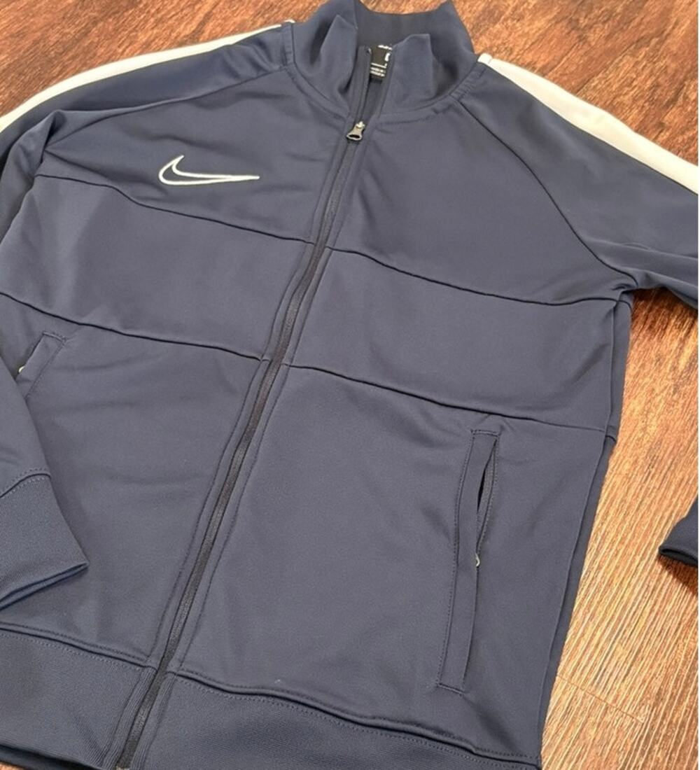 Nike Navy Blue Full-Zip Mock Neck Track Jacket - Girls Medium (M)